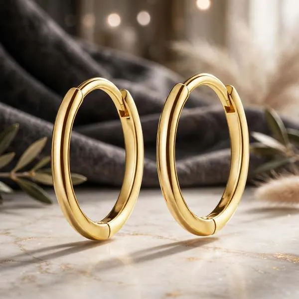 Plain Hoop Earrings, Gold